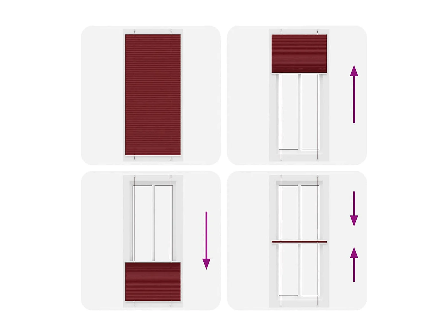 Store plissé rouge bordeaux 85x200 cm largeur du tissu 84,4 cm