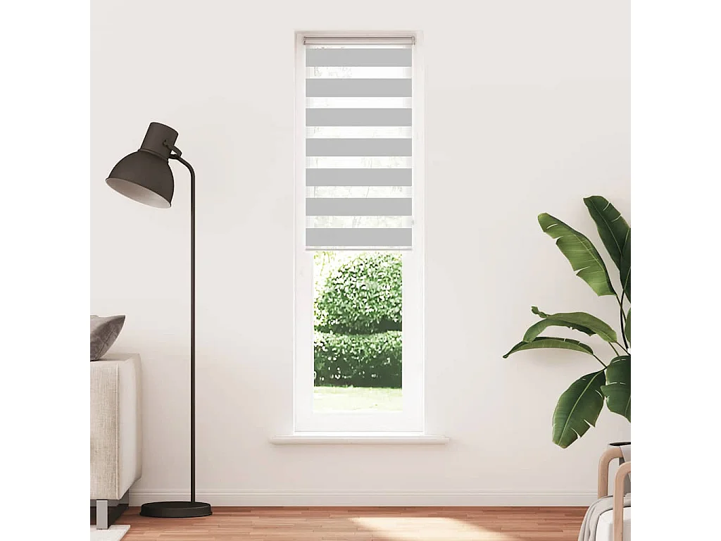 Estor cebra gris claro 60x200cm tejido ancho 55,9 cm poliéster