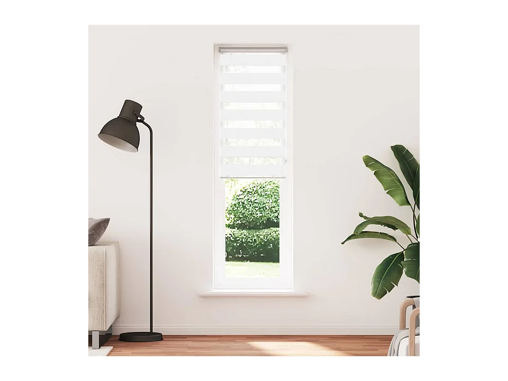 Store zèbre blanc 60x230 cm largeur du tissu 55,9 cm polyester