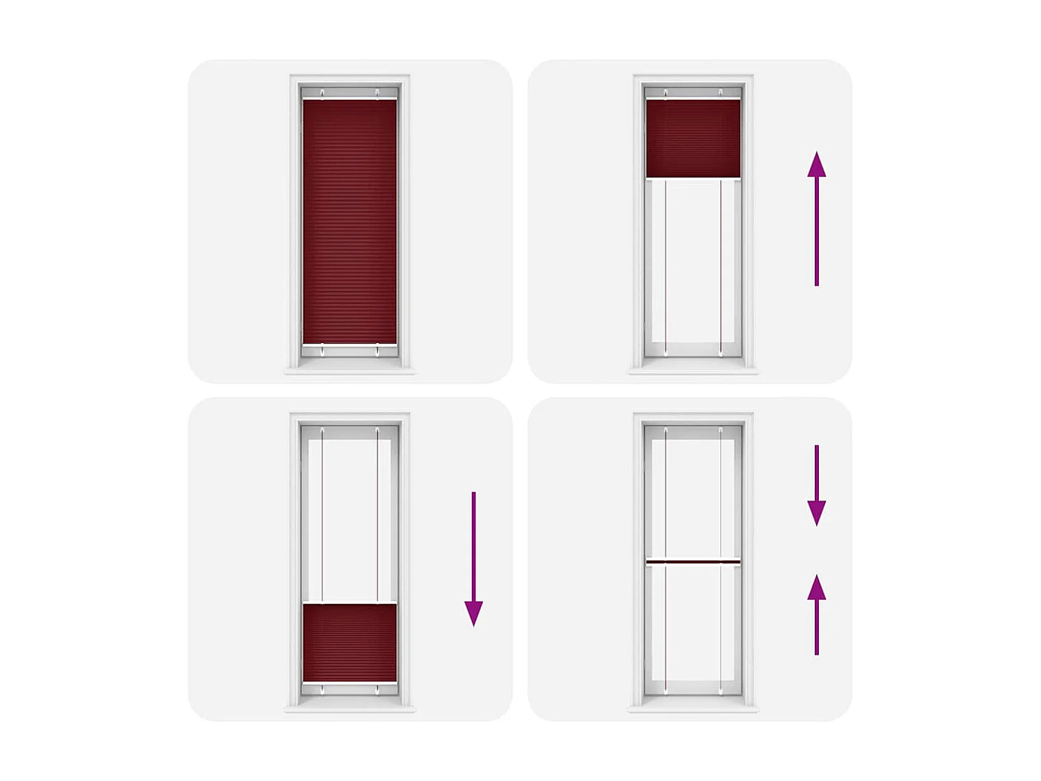 Plissado Cego Bordéus Vermelho 75x200 cm Largura Tecido