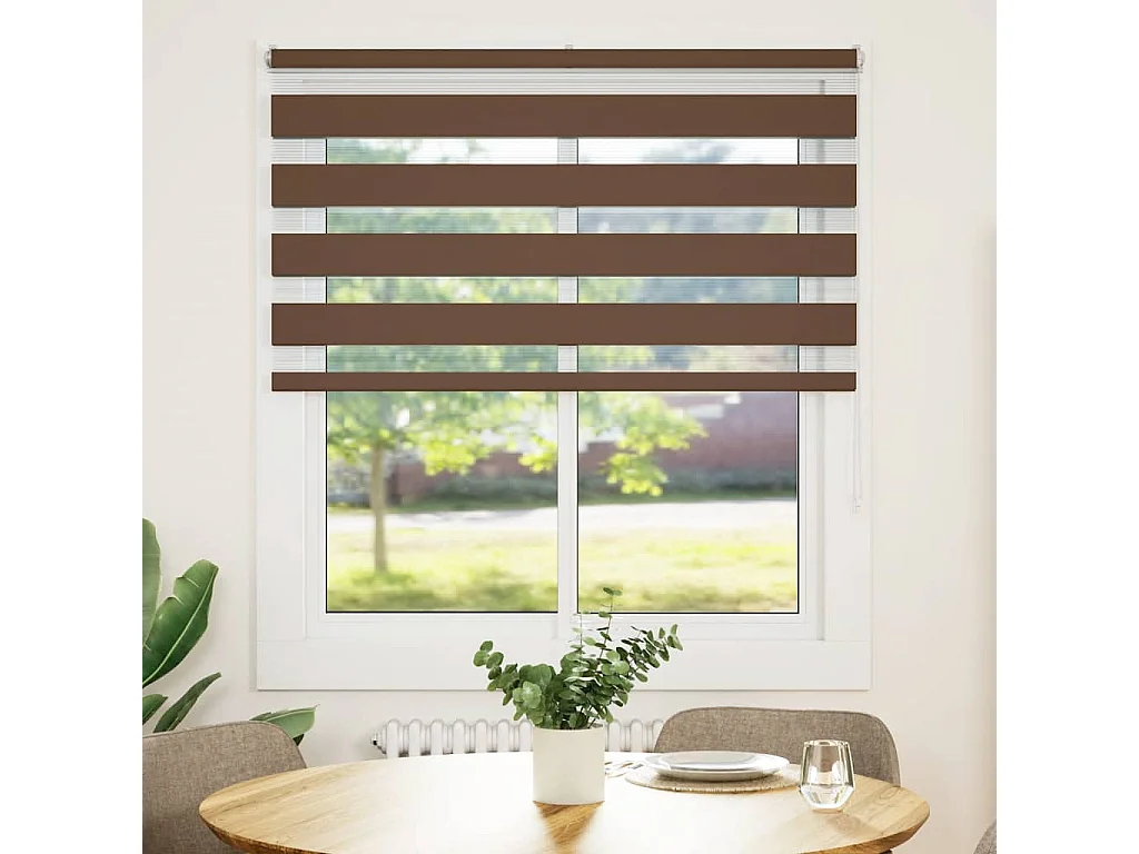 Zebra rolgordijn 135x100 cm stofbreedte 130,9cm polyester bruin