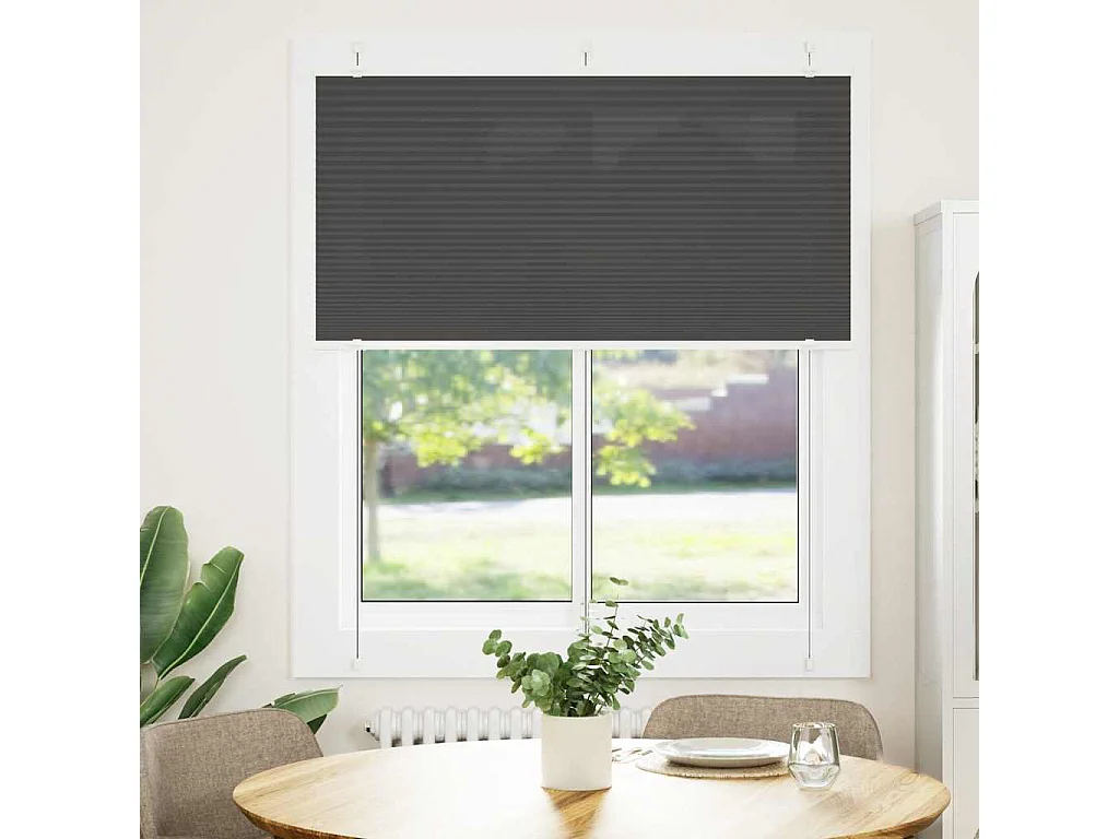 Plissé rolgordijn 115x150cm stofbreedte 114,4cm polyester zwart