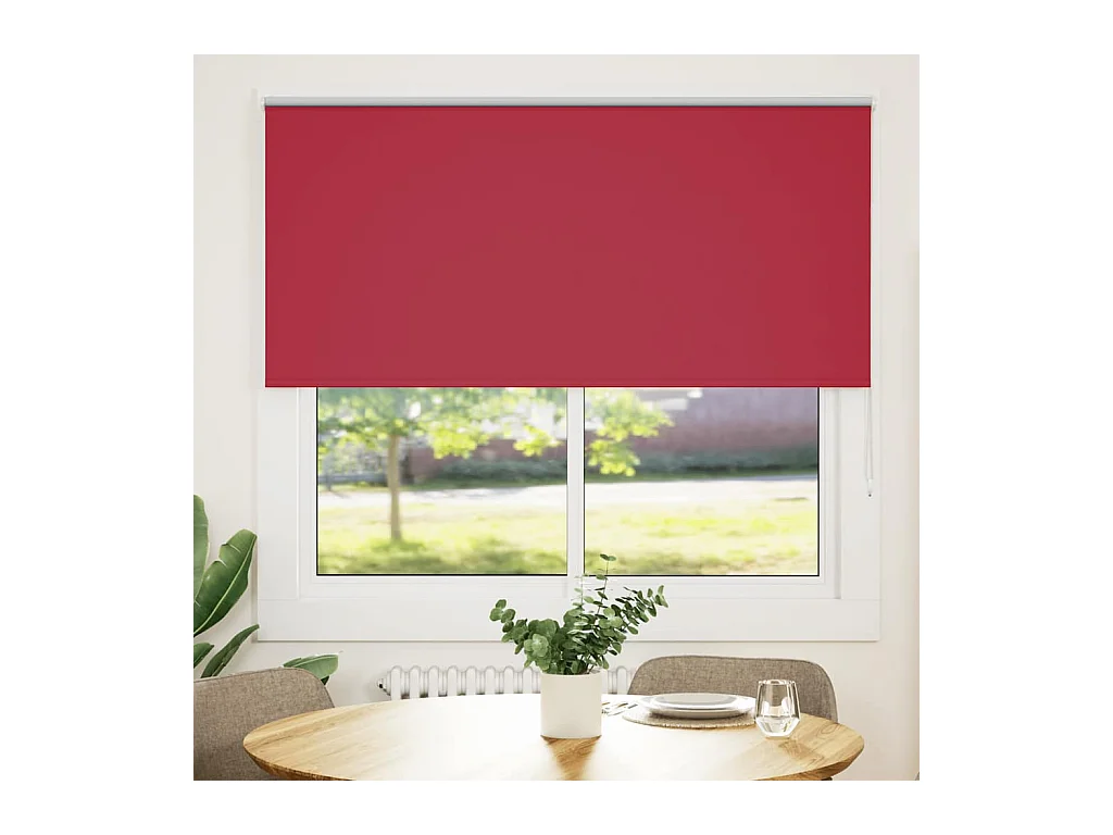 Store enrouleur occultant rouge largeur du tissu 141,6 cm