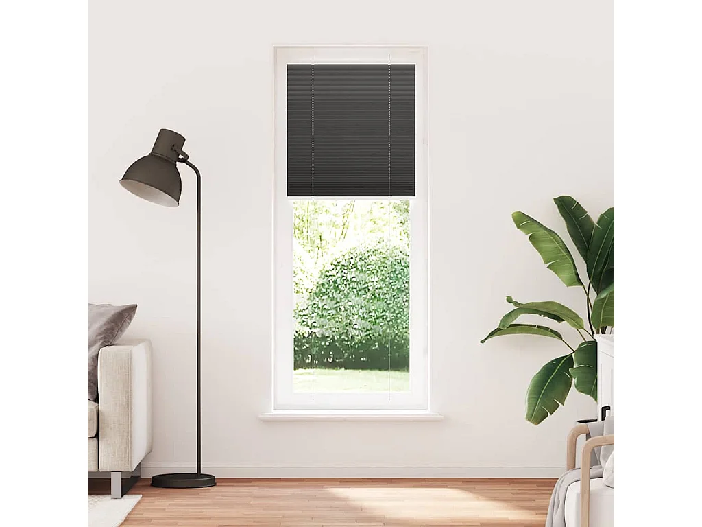 Store plissé noir 70x200 cm largeur du tissu 69,4 cm polyester