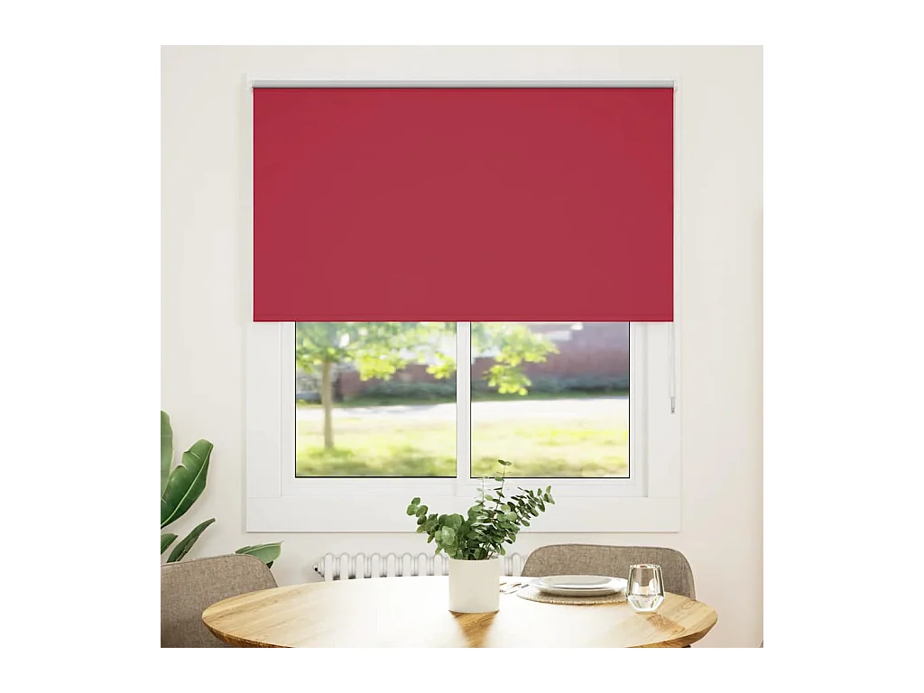 Store enrouleur occultant rouge largeur du tissu 121,6 cm