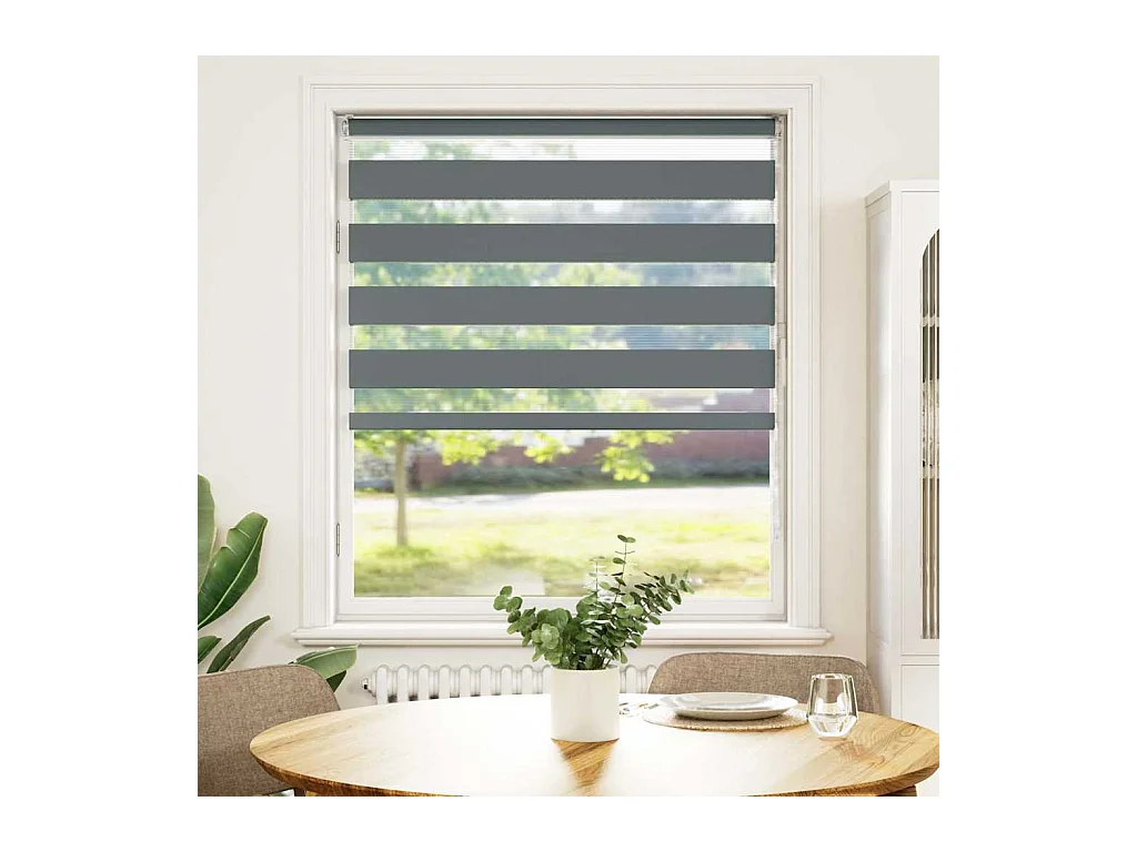 Estor cebra gris oscuro 100x150cm tejido ancho 95,9cm poliéster