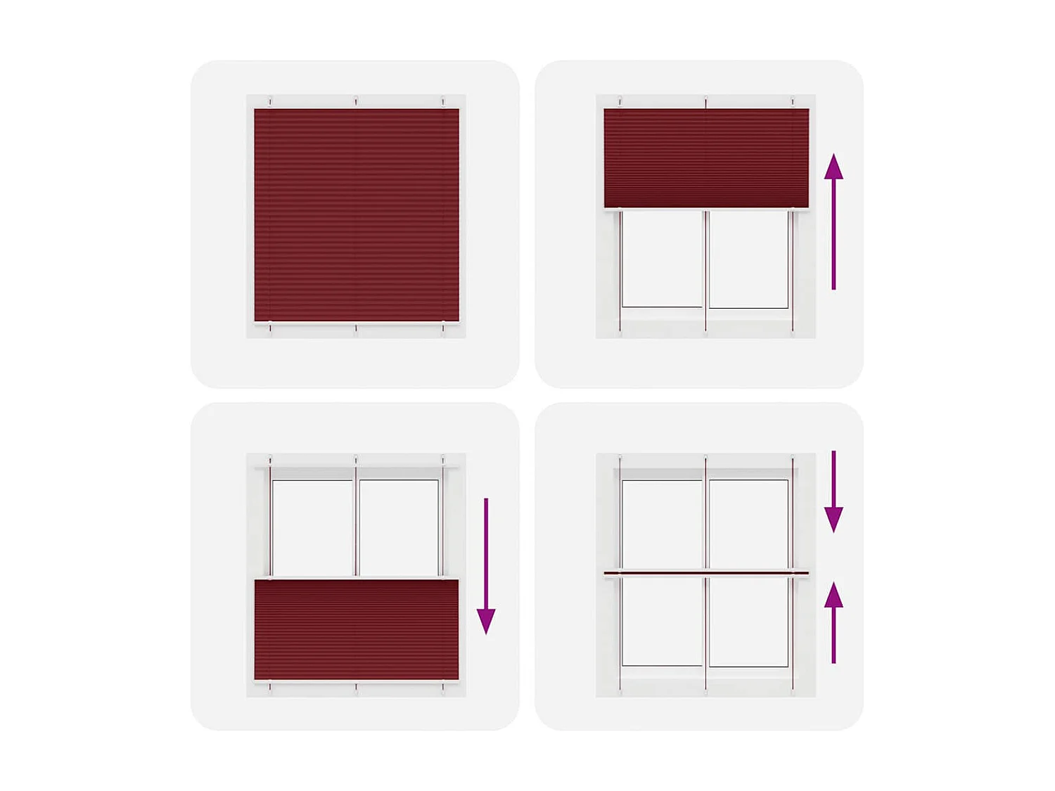 Plissé rolgordijn 120x100cm stofbreedte 119,4cm bordeauxrood