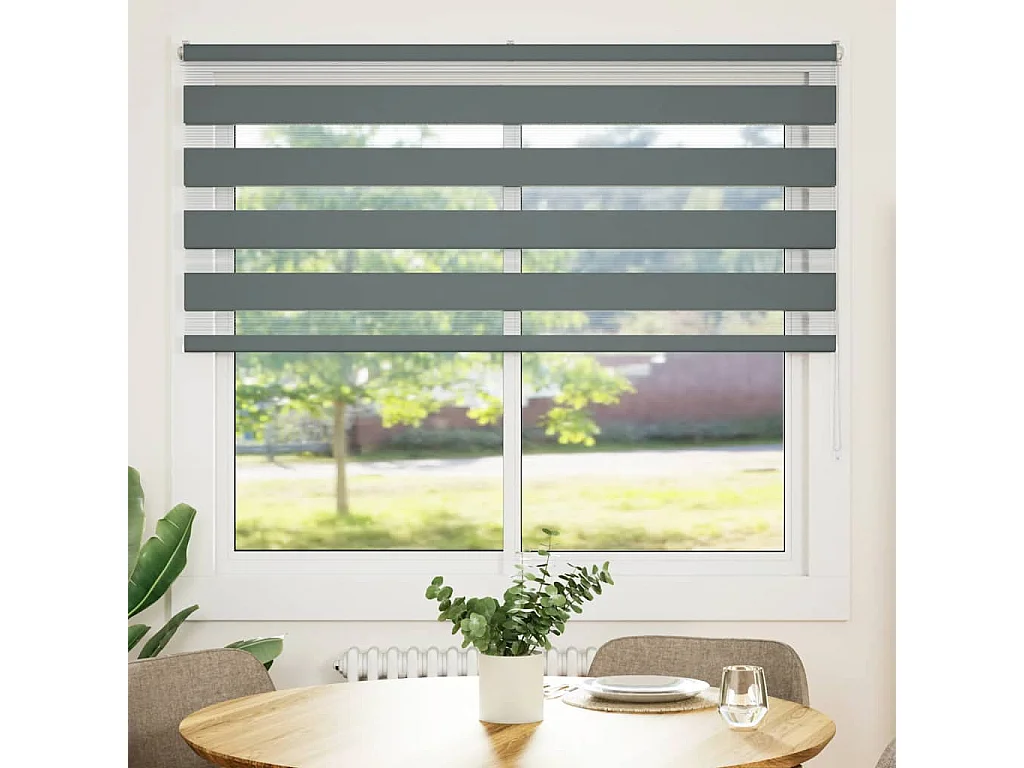 Zebra rolgordijn 155x150 cm stofbreedte 150,9 cm donkergrijs