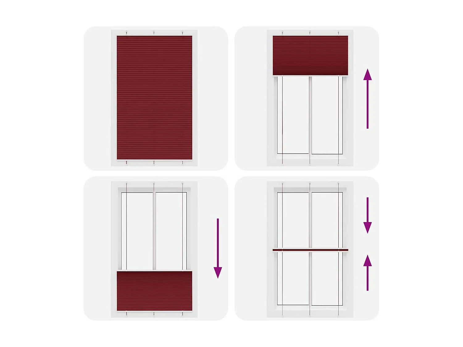 Store plissé rouge bordeaux 120x200 cm largeur du tissu 119,4cm