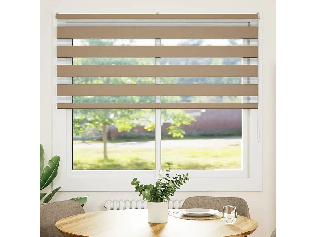 Store zèbre marron sable largeur du tissu 160,9 cm polyester