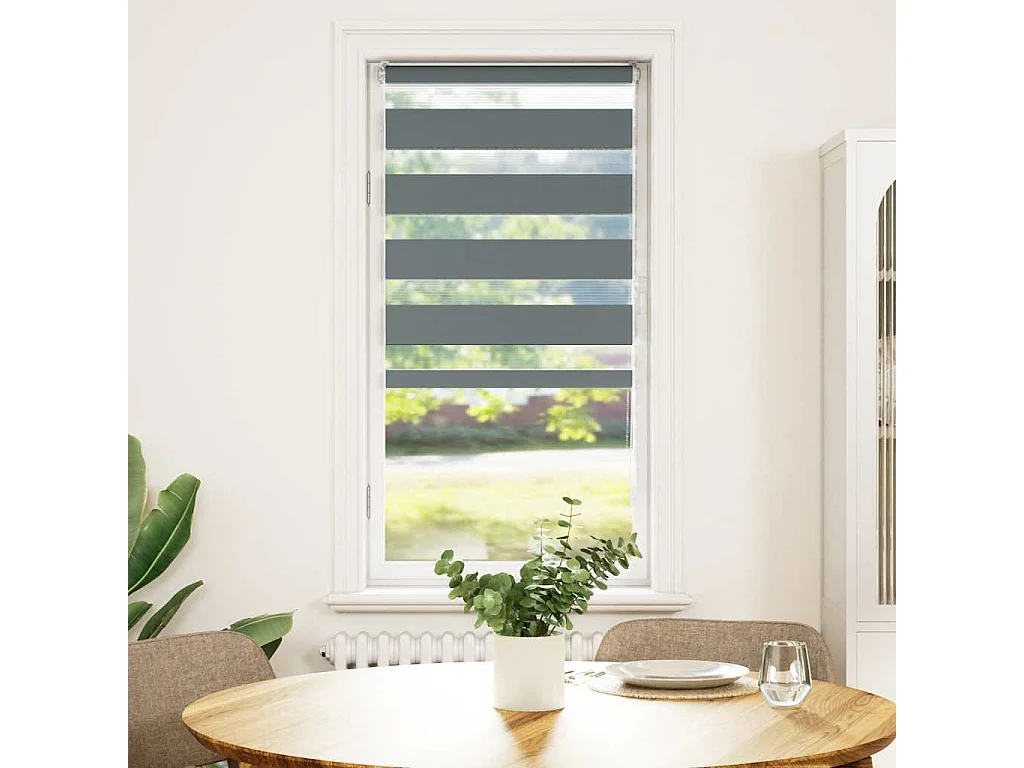 Estor cebra gris oscuro 60x100cm tejido ancho 55,9 cm poliéster