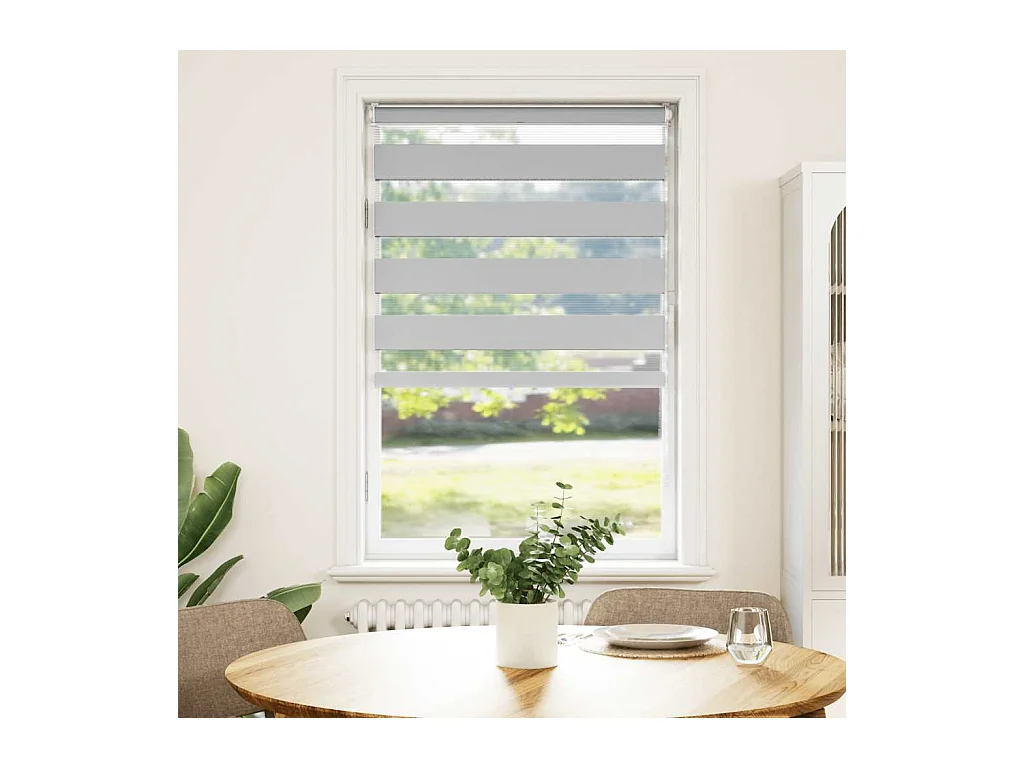 Zebra rolgordijn 80x100 cm stofbreedte 75,9 cm lichtgrijs