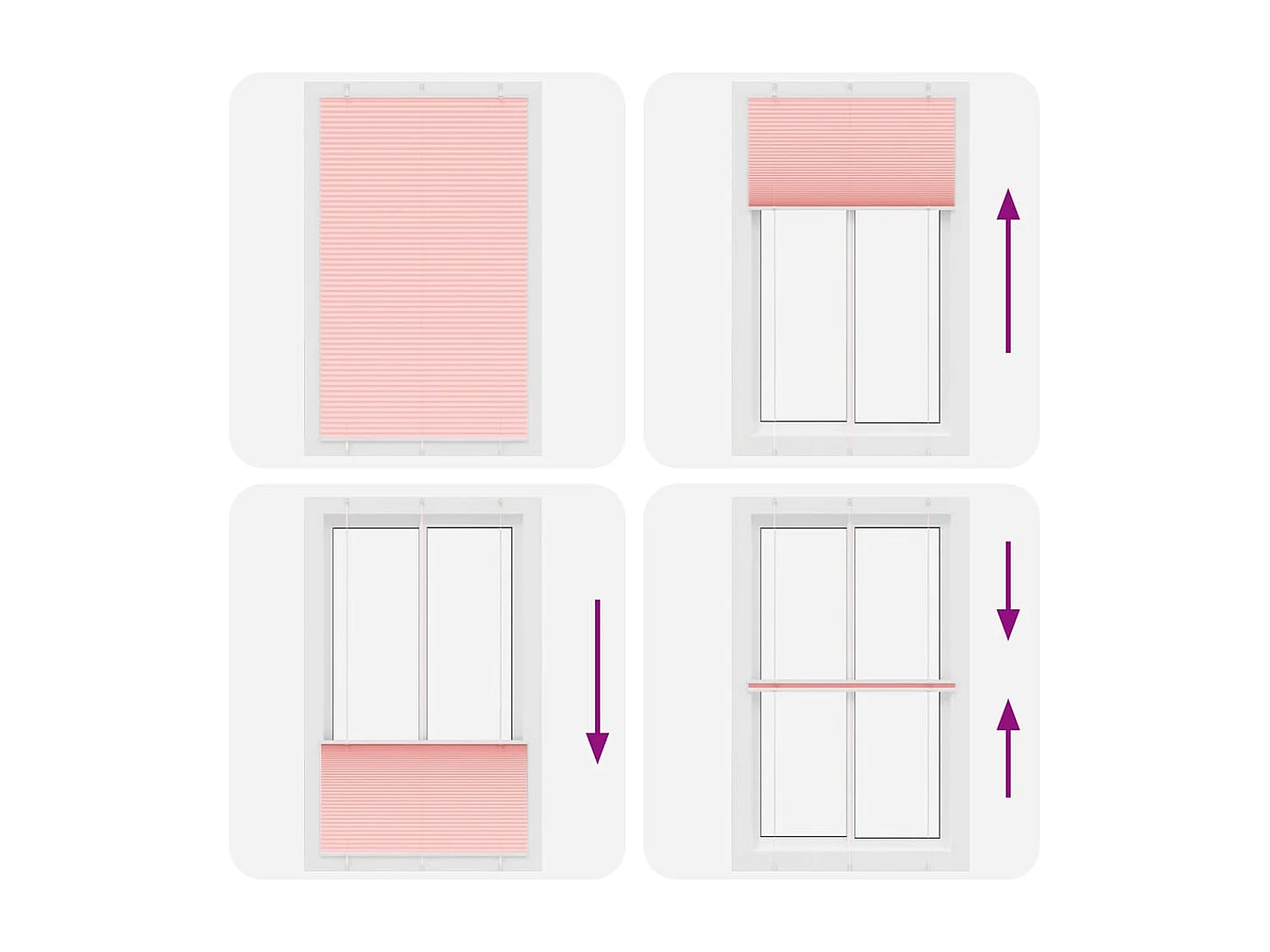 Store plissé rose 115x200 cm largeur du tissu 114,4cm polyester