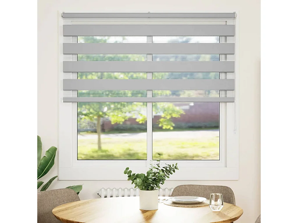 Estor cebra gris claro 140x150cm tejido ancho 135,9cm poliéster