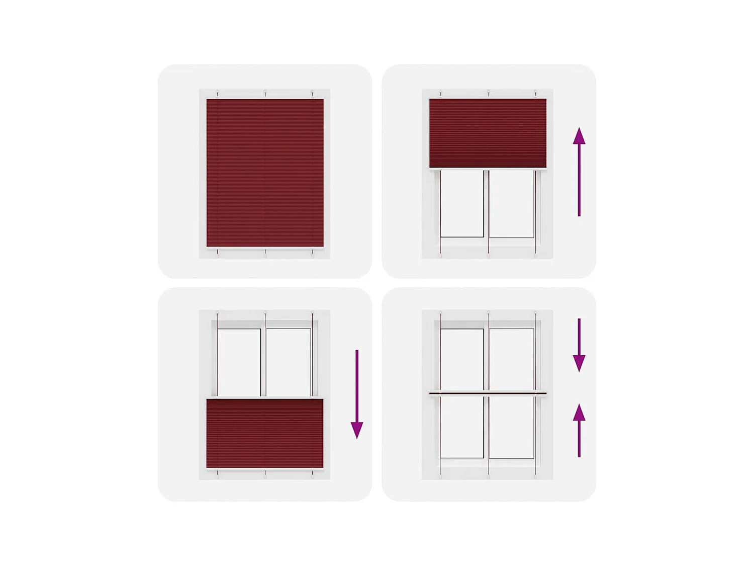 Store plissé rouge bordeaux 110x100 cm largeur du tissu 109,4cm