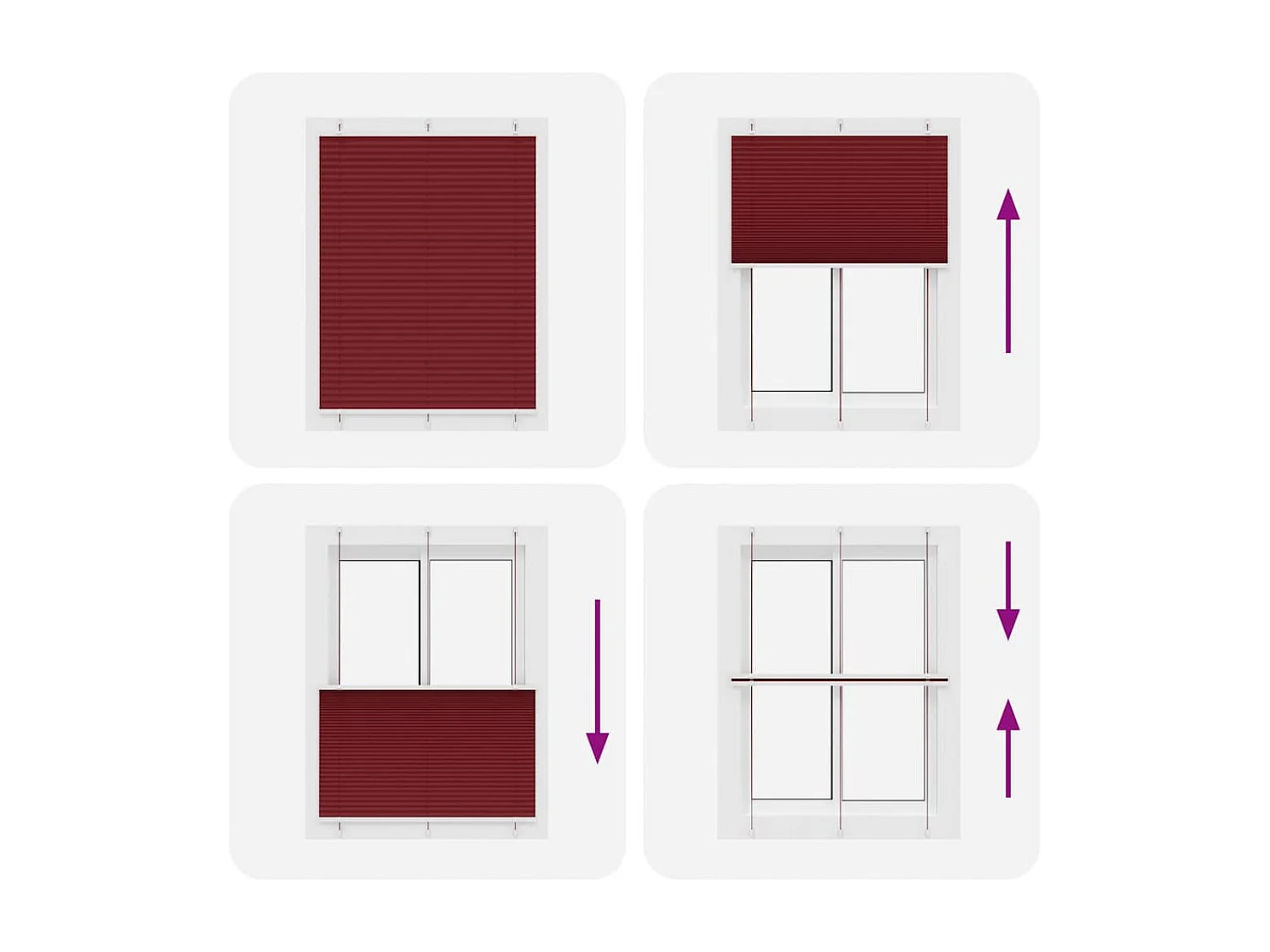 Store plissé rouge bordeaux 110x100 cm largeur du tissu 109,4cm