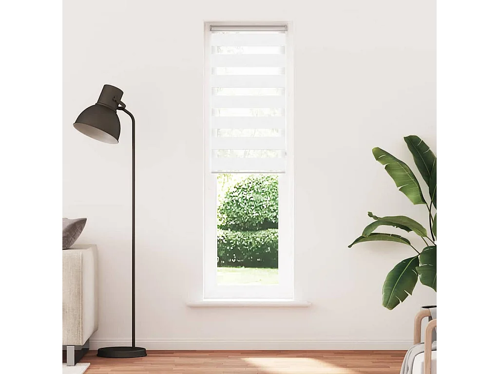 Store zèbre blanc 65x230 cm largeur du tissu 60,9 cm polyester