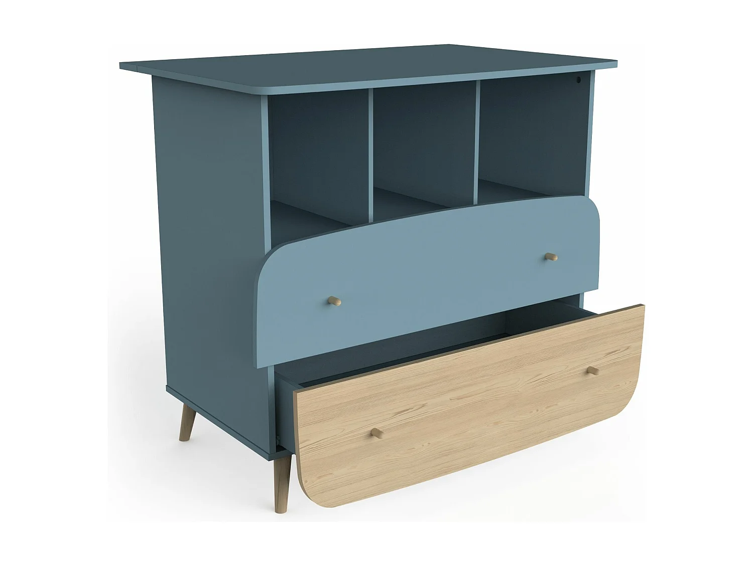 Commode en bois avec 2 tiroirs LOUISON bleu - CO214