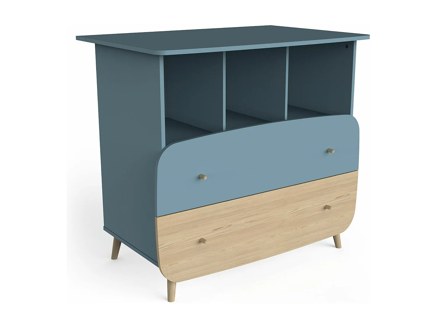 Commode en bois avec 2 tiroirs LOUISON bleu - CO214