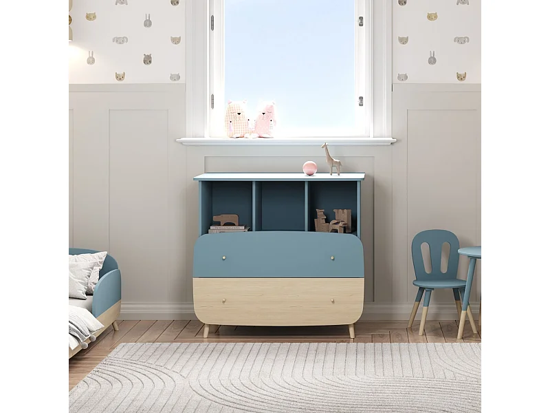 Commode en bois avec 2 tiroirs LOUISON bleu - CO214