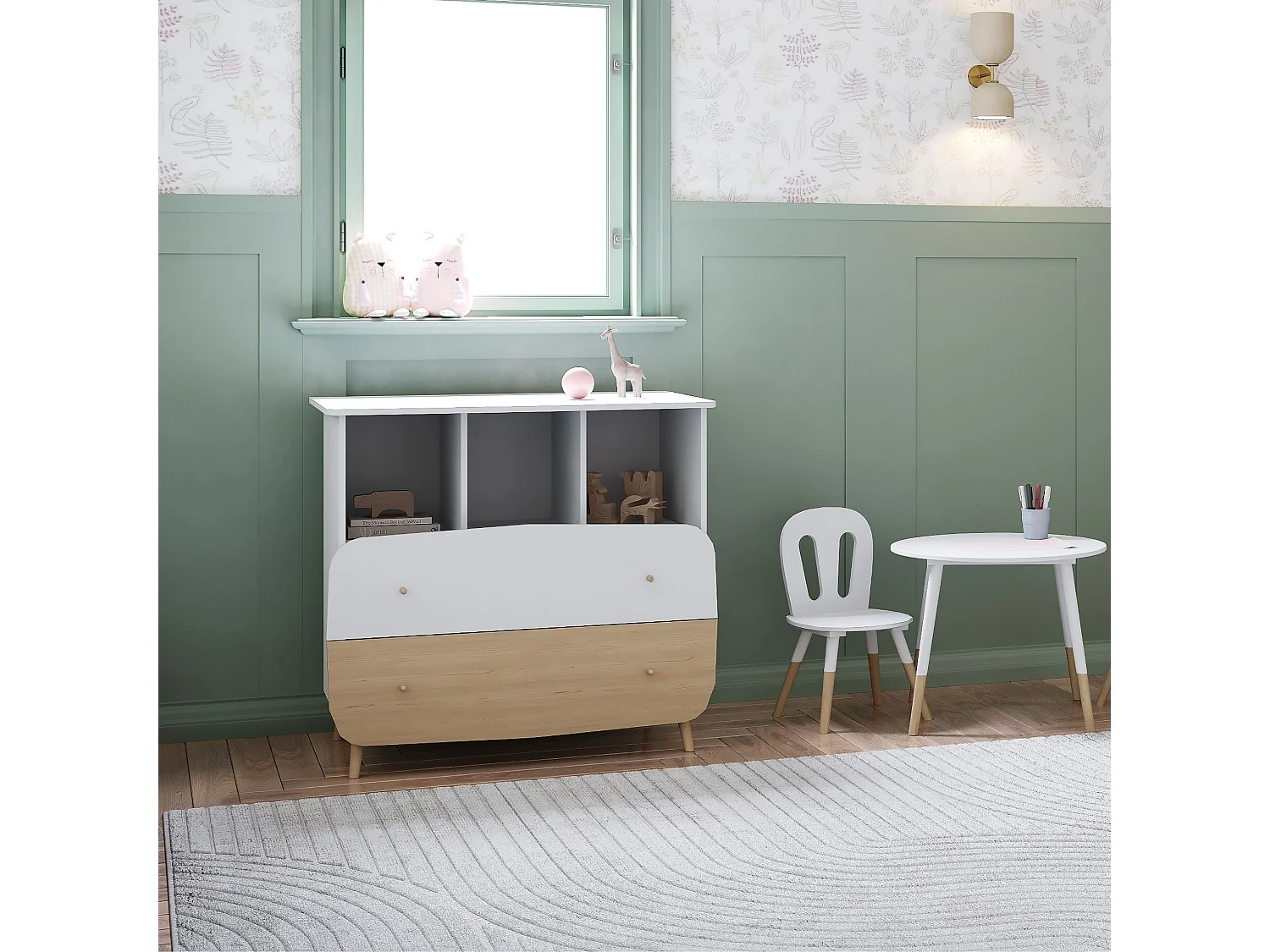 Commode en bois avec 2 tiroirs LOUISON blanc - CO214