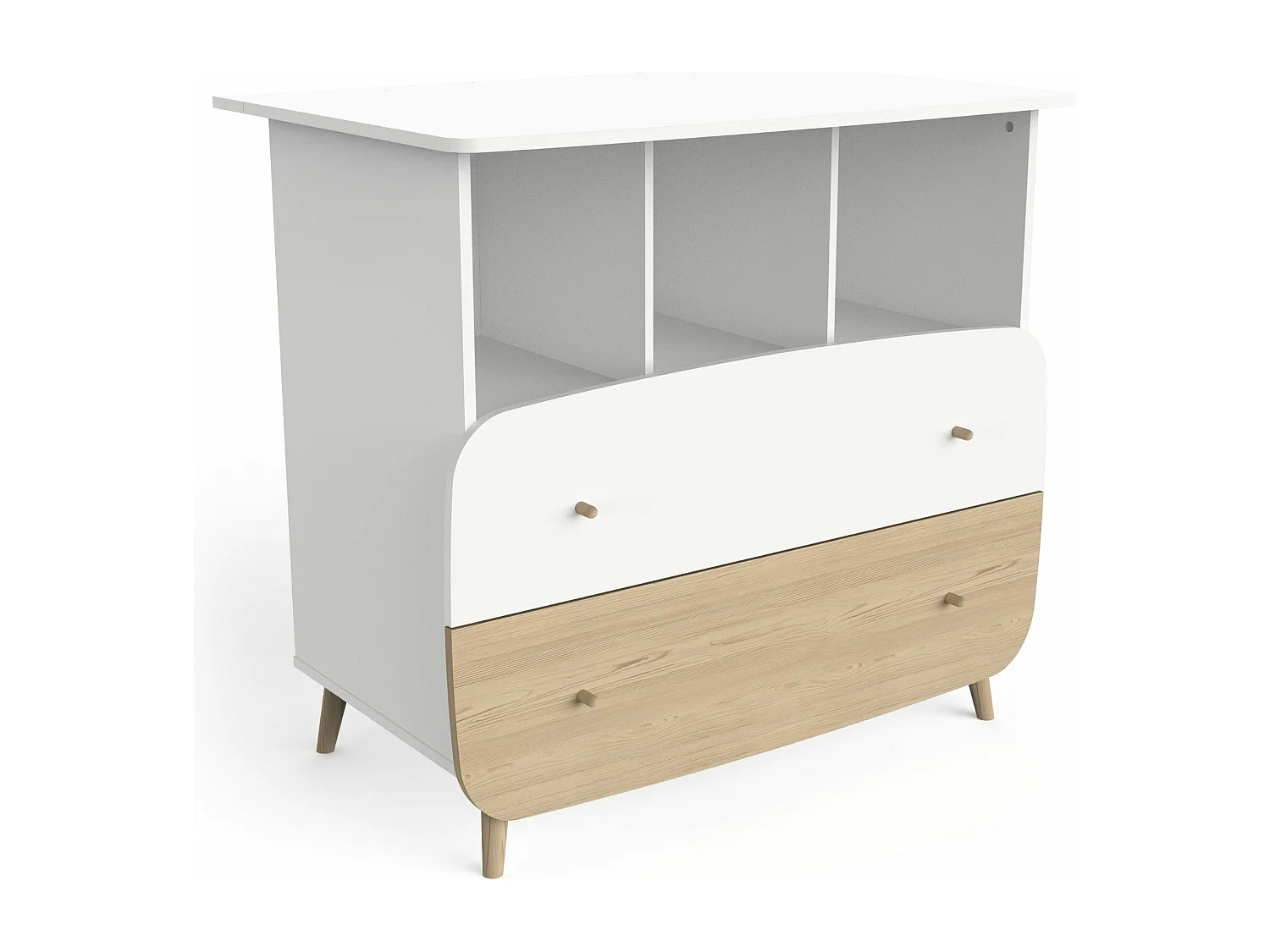 Commode en bois avec 2 tiroirs LOUISON blanc - CO214