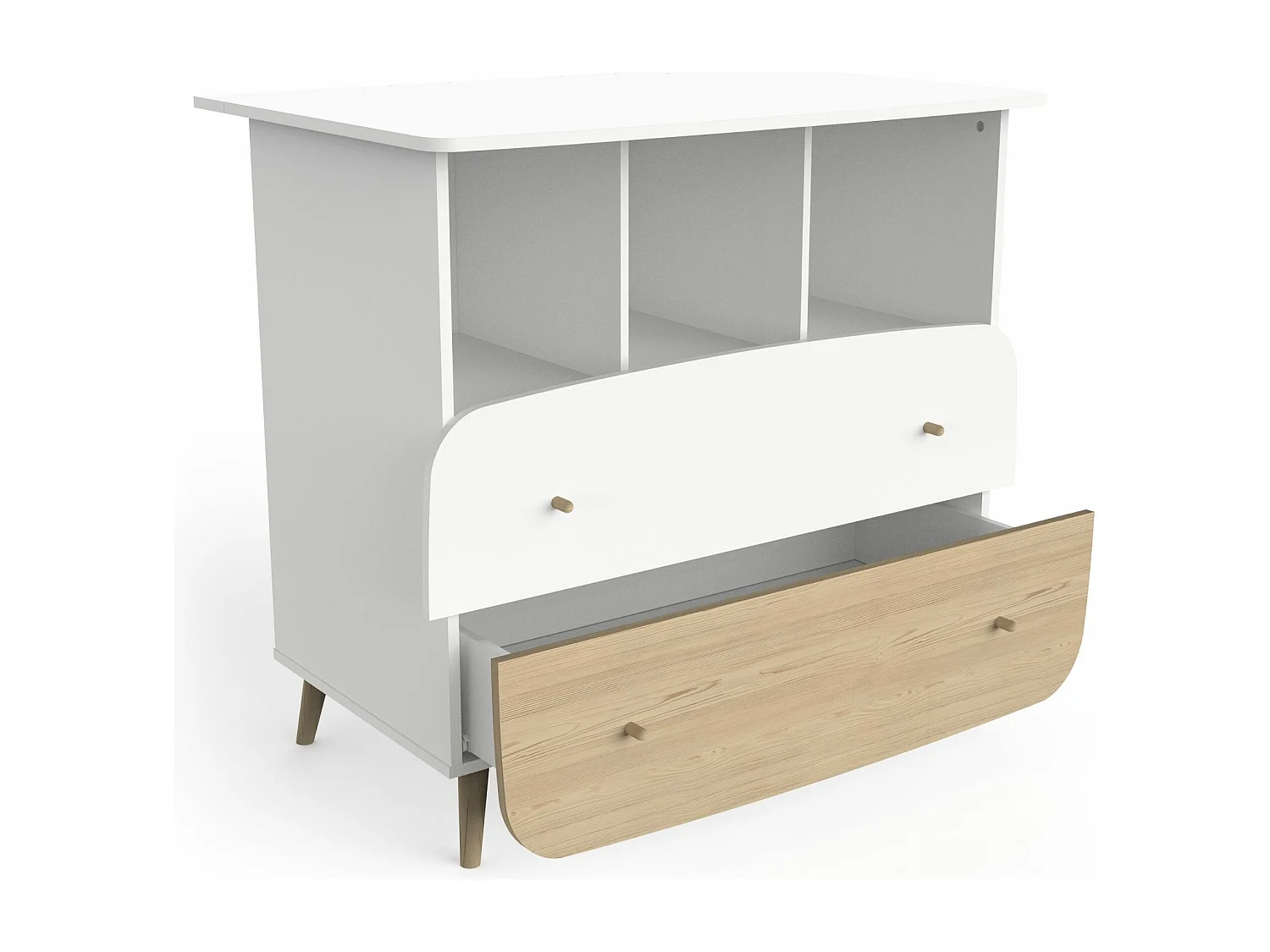 Commode en bois avec 2 tiroirs LOUISON blanc - CO214
