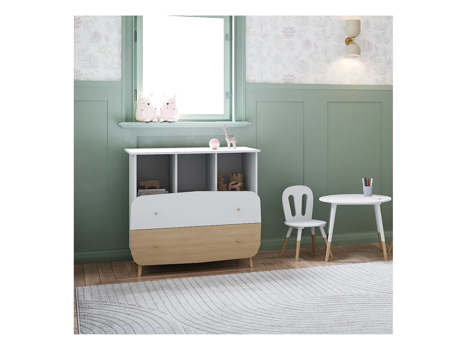 Commode en bois avec 2 tiroirs LOUISON blanc - CO214