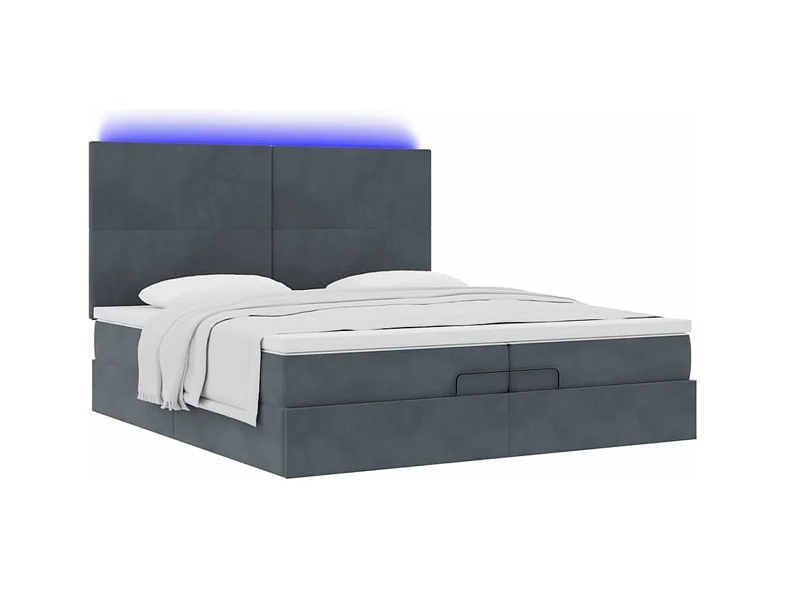 Cadre de lit ottoman avec matelas gris foncé 200x200 cm velours