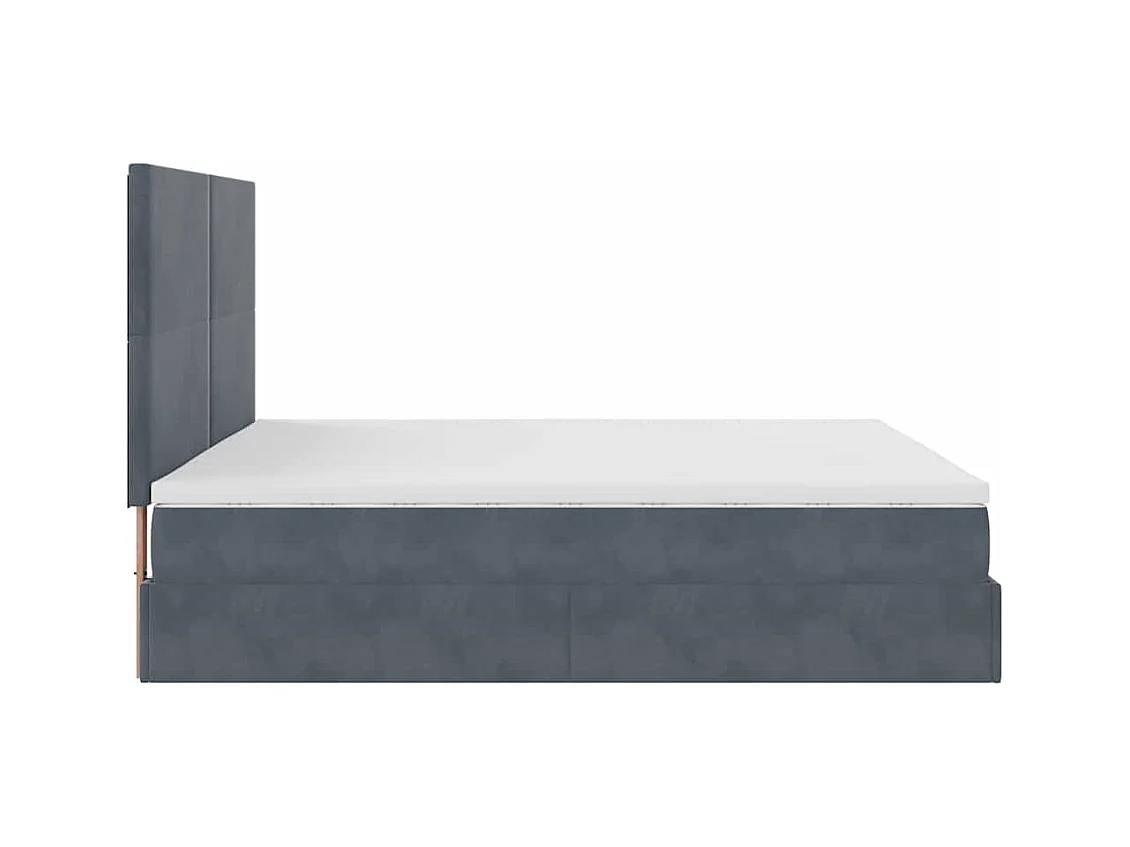 Cadre de lit ottoman avec matelas gris foncé 200x200 cm velours