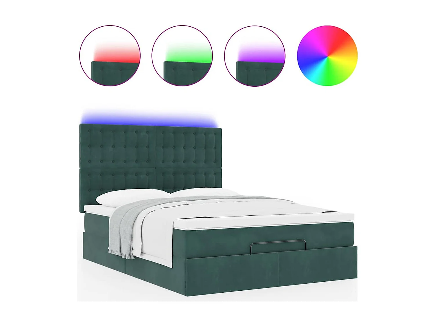 Cadre de lit ottoman avec matelas vert foncé 140x190 cm velours