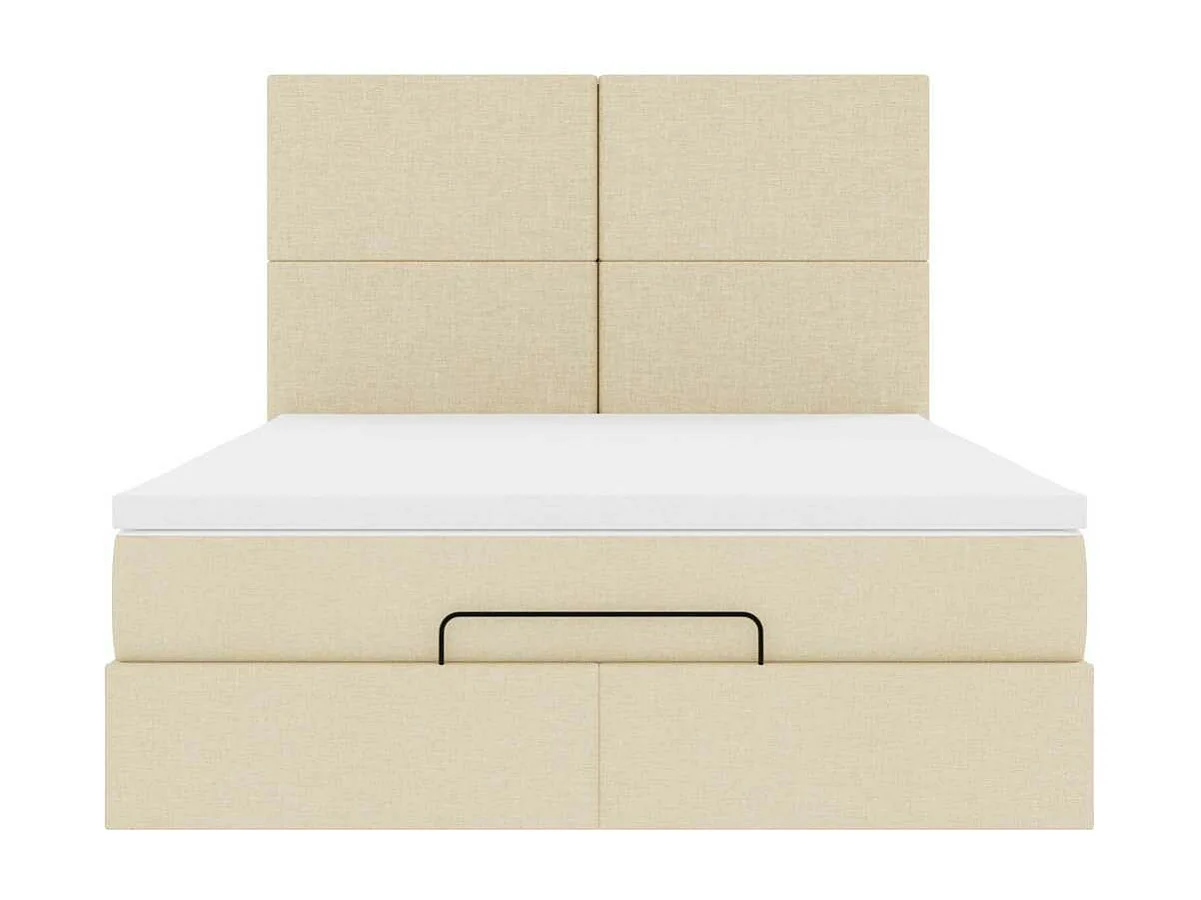 Estrutura de cama otomana com creme de colchão 140x190cm tecido