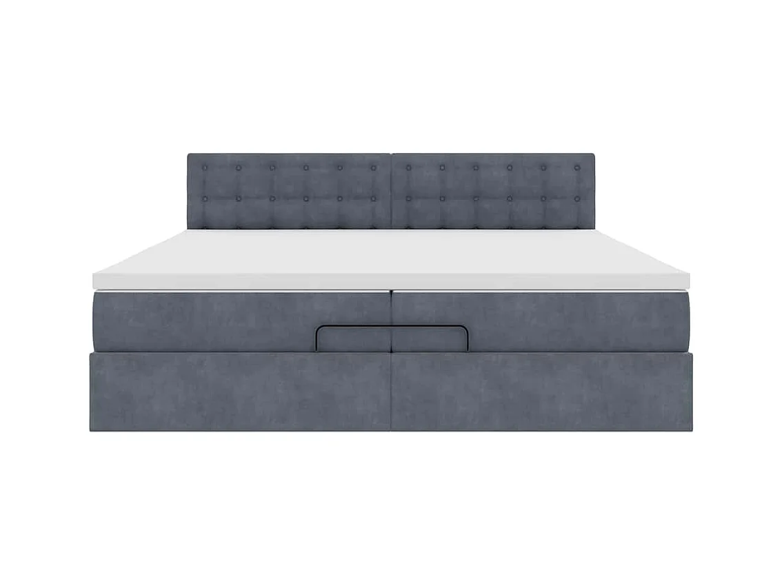 Cadre de lit ottoman avec matelas gris foncé 200x200 cm velours