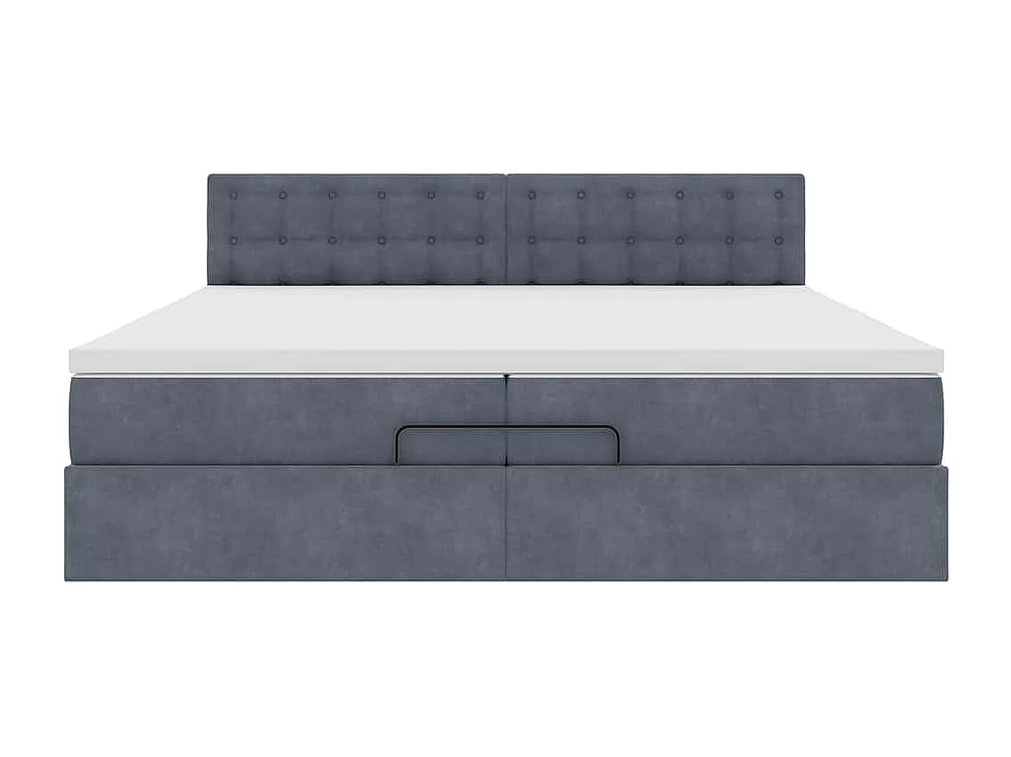 moldura de cama otomana  com colchão cinza escuro veludo