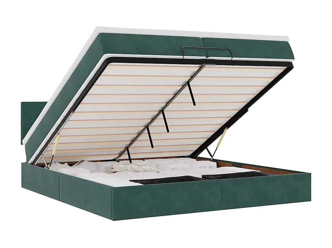 Cadre de lit ottoman avec matelas vert foncé 200x200 cm velours