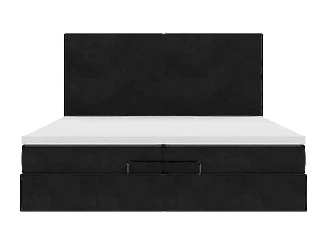 Cadre de lit ottoman avec matelas noir 200x200cm velours