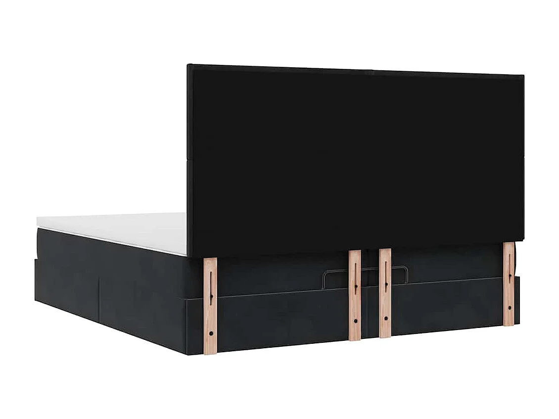 Cadre de lit ottoman avec matelas noir 200x200cm velours