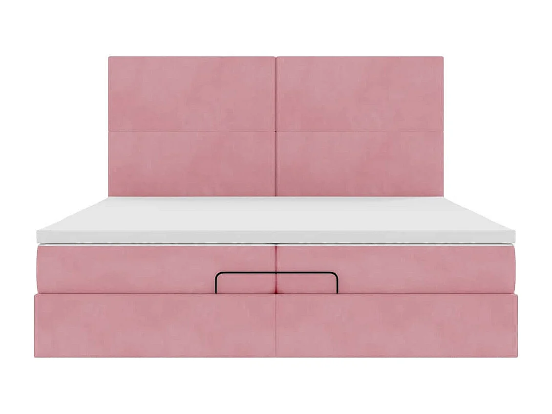 Cadre de lit ottoman avec matelas rose 200x200 cm velours