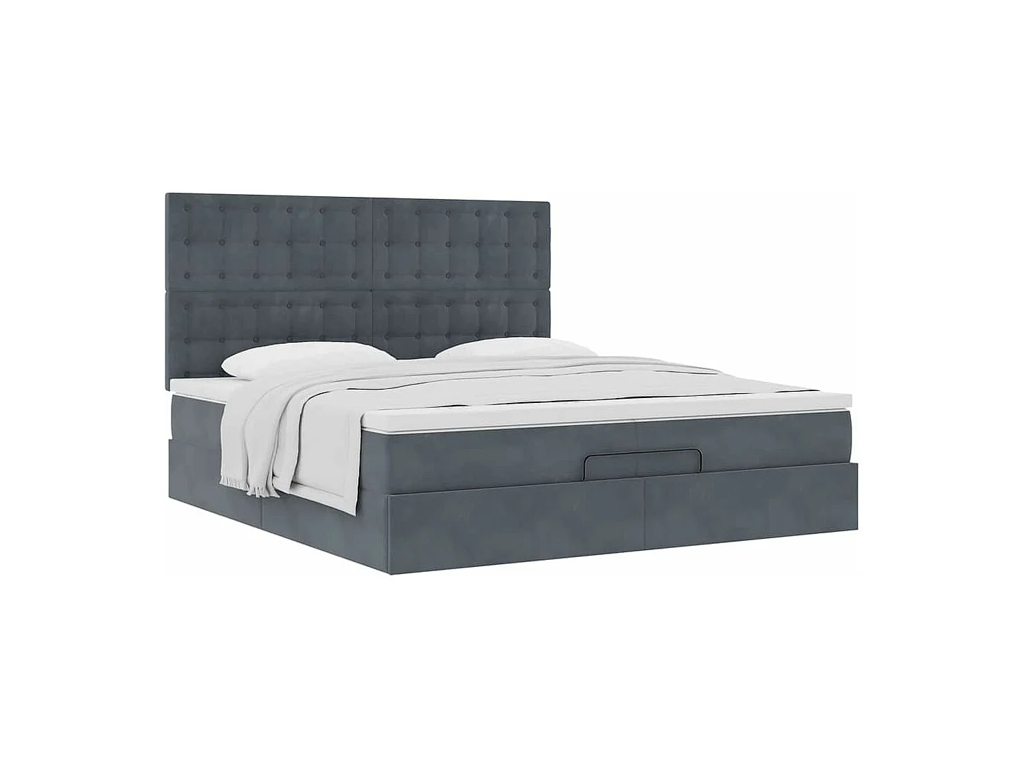 Cadre de lit ottoman avec matelas gris foncé 200x200 cm velours