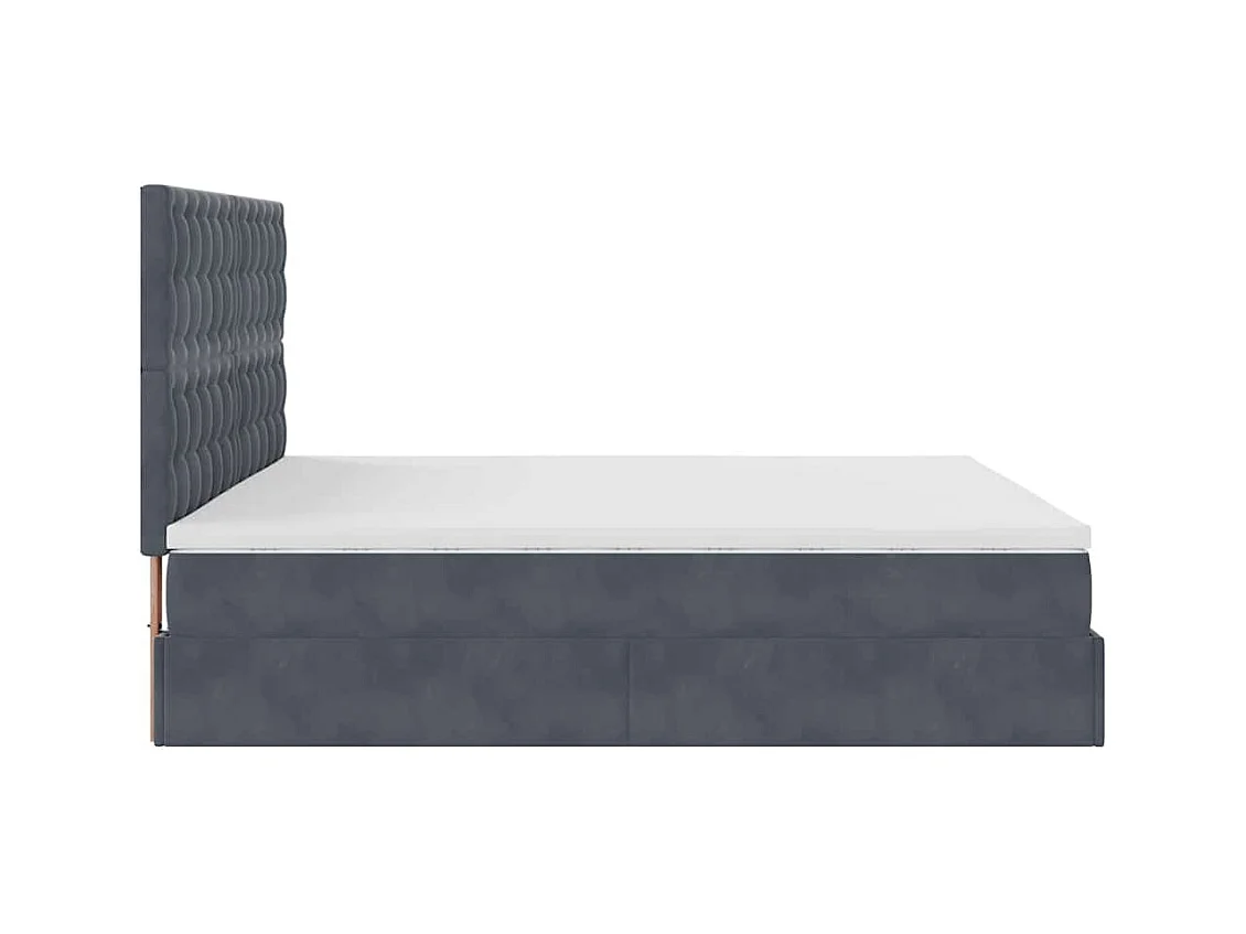 Cadre de lit ottoman avec matelas gris foncé 200x200 cm velours