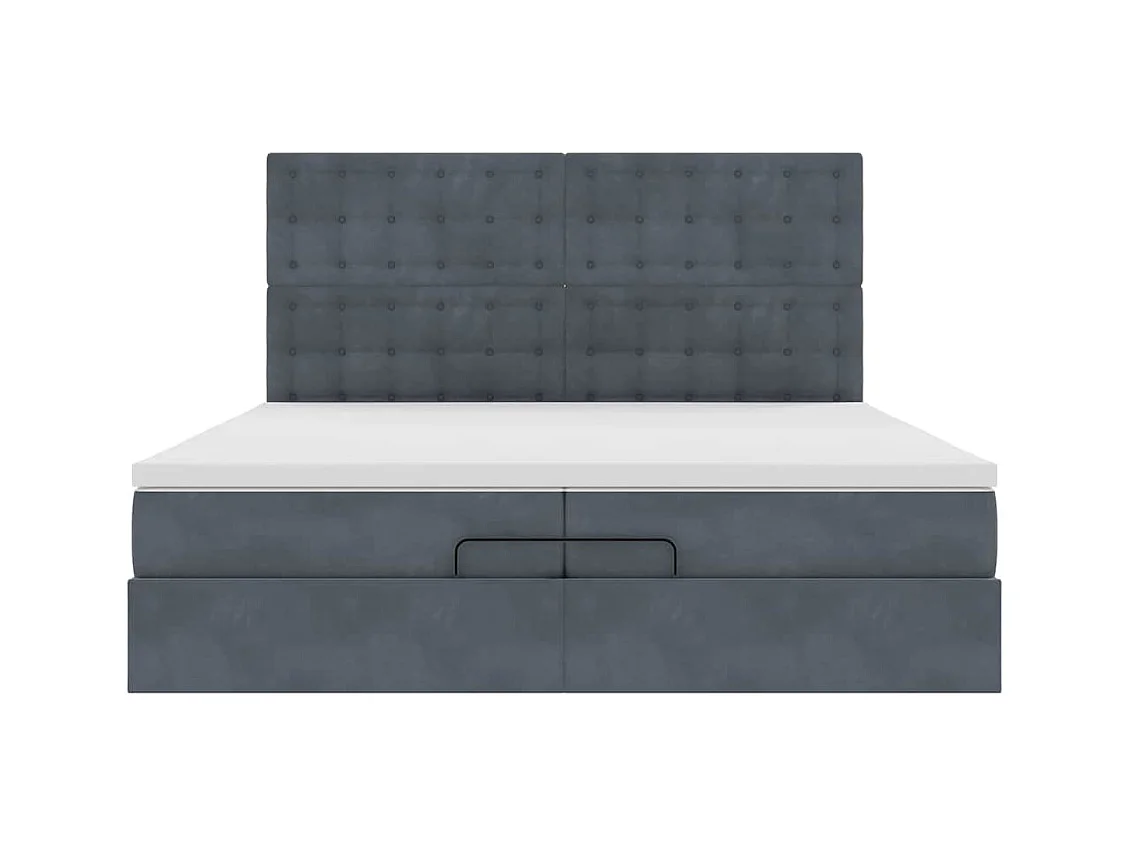 Cadre de lit ottoman avec matelas gris foncé 200x200 cm velours