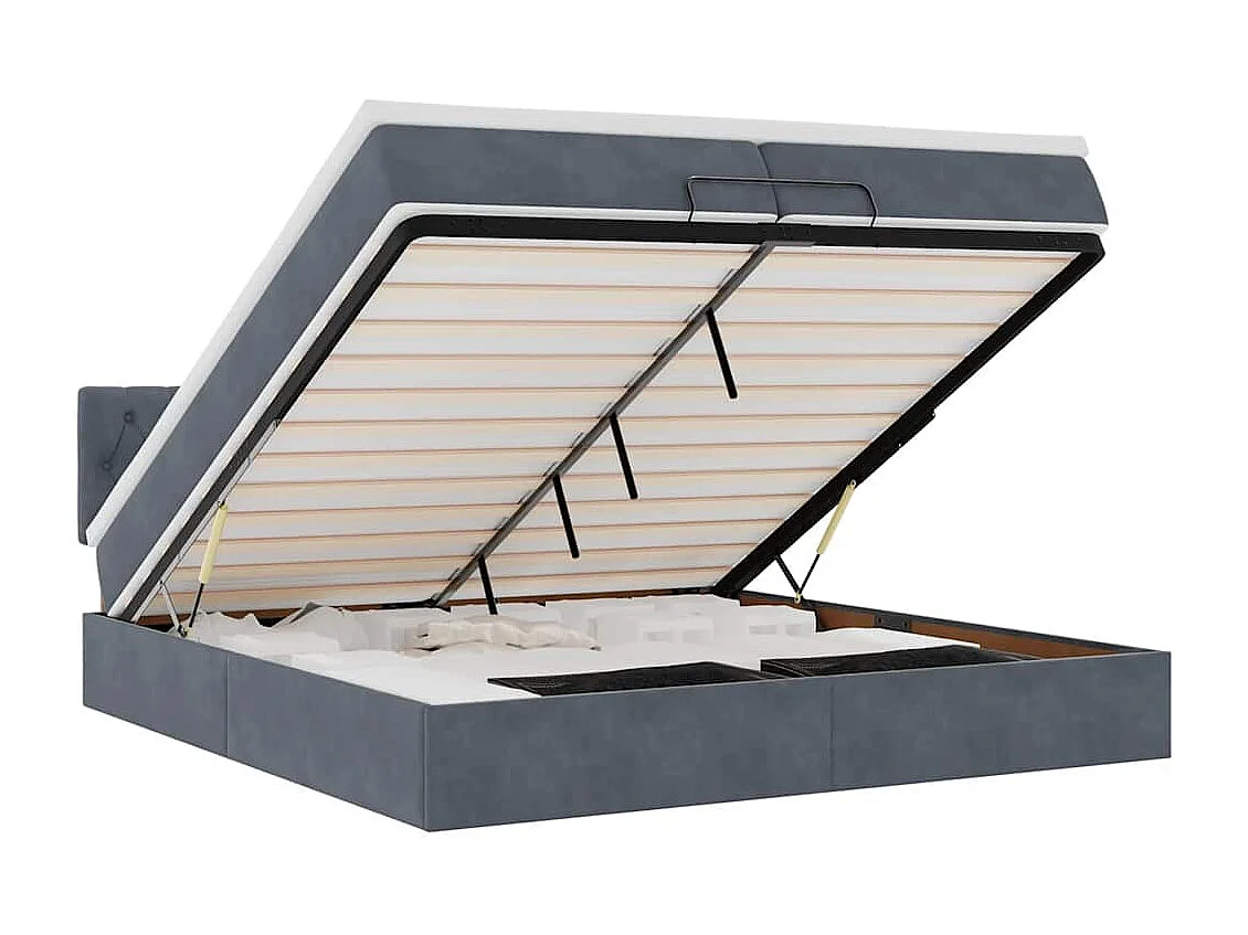 Cadre de lit ottoman avec matelas gris foncé 200x200 cm velours