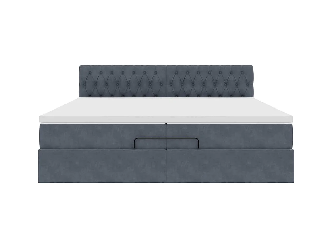 Cadre de lit ottoman avec matelas gris foncé 200x200 cm velours