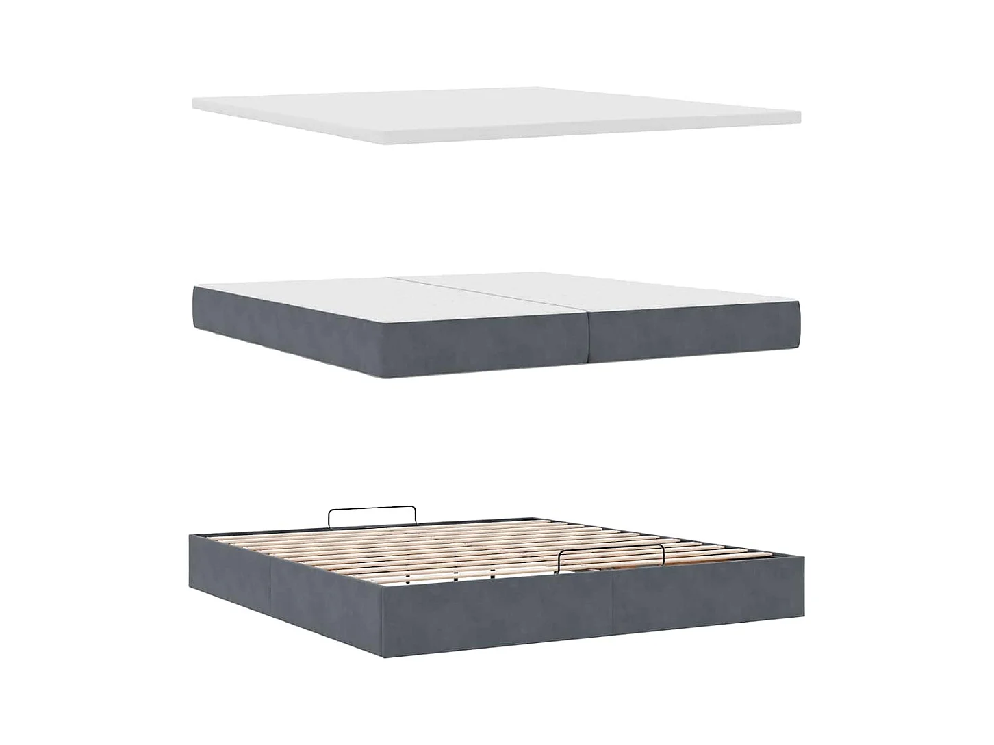 Cadre de lit ottoman avec matelas gris foncé 200x200 cm velours