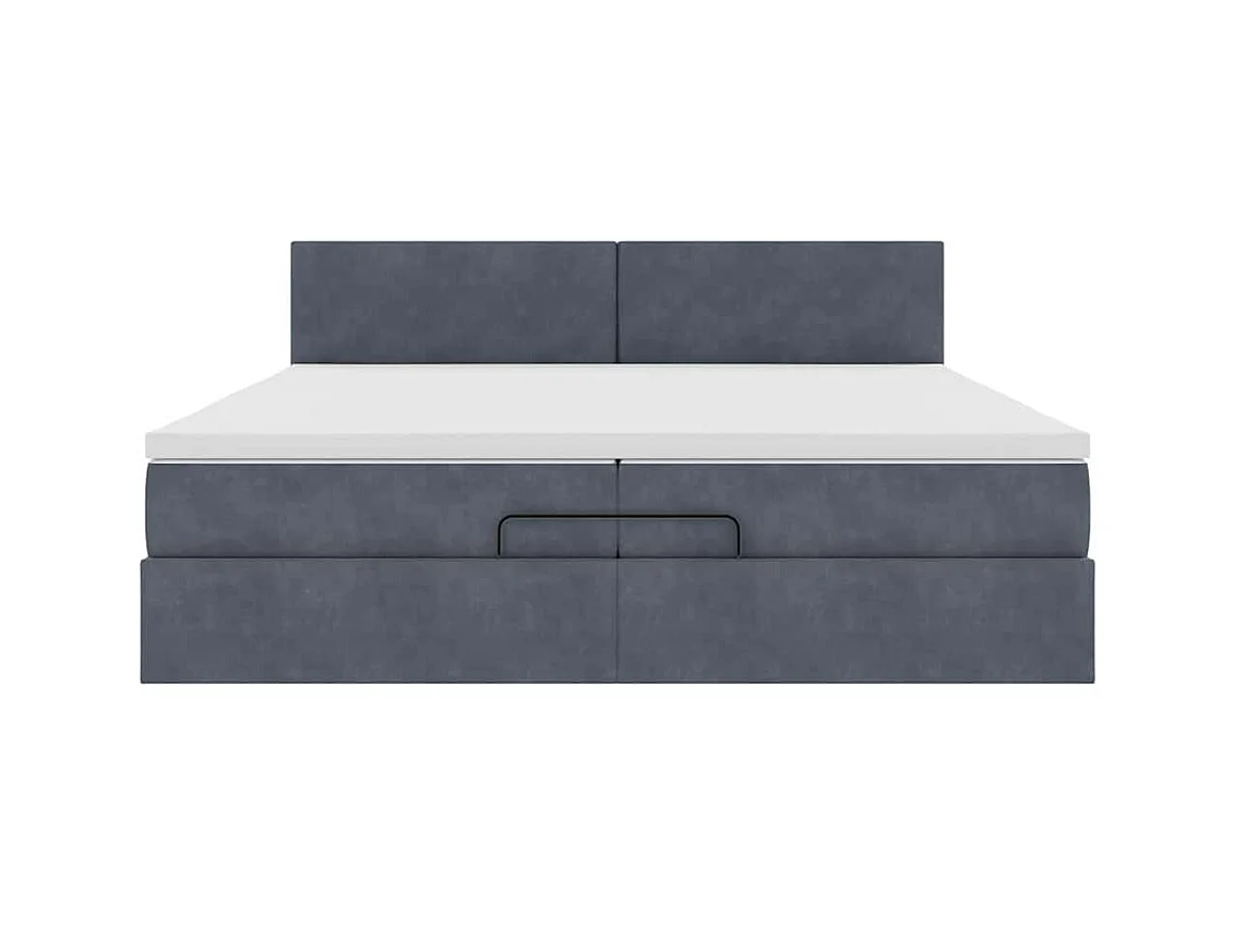 Cadre de lit ottoman avec matelas gris foncé 200x200 cm velours