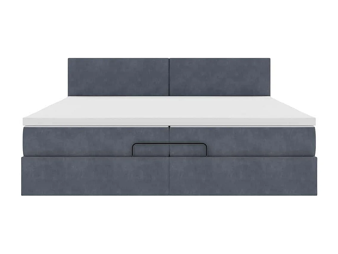 moldura de cama otomana  com colchão cinza escuro veludo