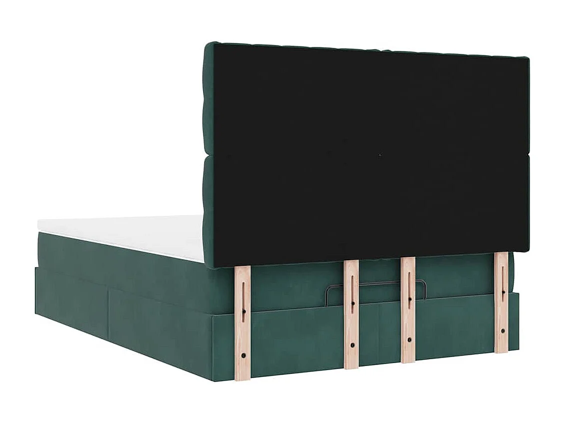 Cadre de lit ottoman avec matelas vert foncé 140x190 cm velours