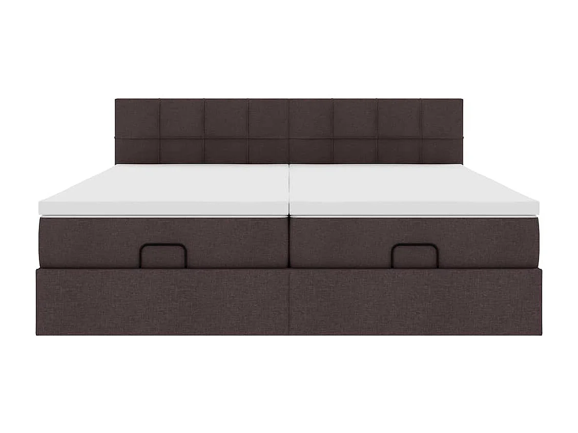 Cadre de lit ottoman avec matelas marron foncé 160x200 cm tissu