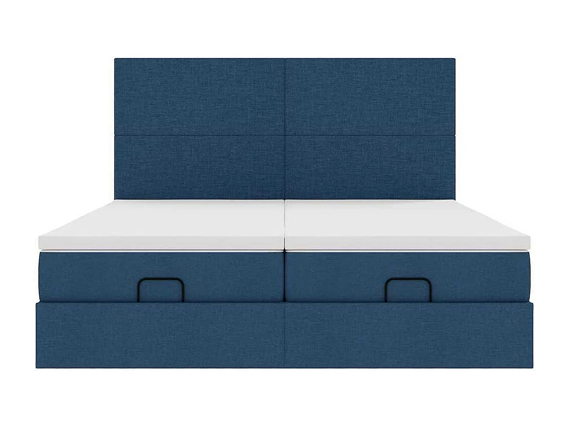 Cadre de lit ottoman avec matelas bleu 160x200 cm tissu