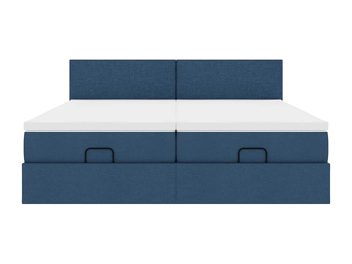 Cadre de lit ottoman avec matelas bleu 160x200 cm tissu